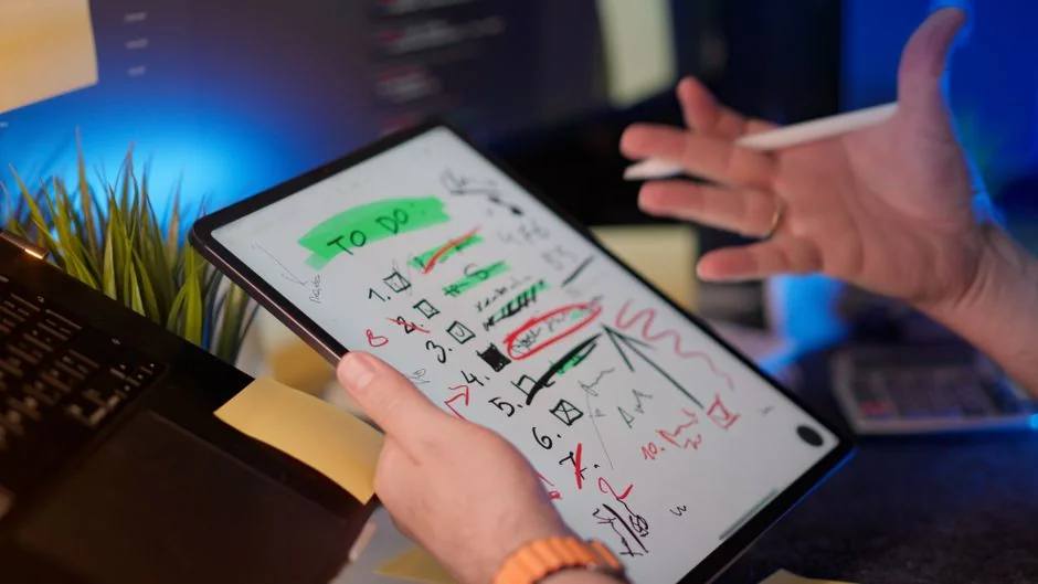 home-img A sleek smartphone displaying artwork in a minimalist setting, perfect for tech and design themes.